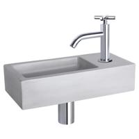 Differnz Ravo fonteinset - 38.5x18.5x9cm - Rechthoek - 1 kraangat - Gebogen chromen kraan - beton lichtgrijs 38.005.04 - thumbnail