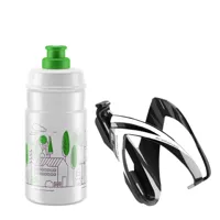 Elite bottle + bottlecage kit ceo black & bottle jet transparent mit green - thumbnail