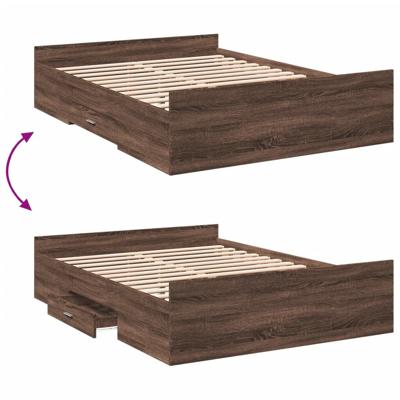Bedframe met lades bewerkt hout bruin eikenkleur 120x200 cm