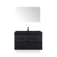 Maxx XL Badmeubelset 100 cm - Black Oak - Wastafel Lucca 1 kraangat - met Spiegel - thumbnail
