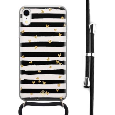 iPhone XR hoesje met koord - Hart streepjes iPhone XR hoesje met koord - Hart streepjes