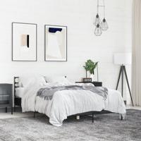 Bedframe LED bewerkt hout metaal zwart 140x190 cm - thumbnail