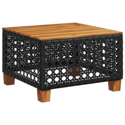 Tuintafel 55x55x36 cm poly rattan en acaciahout zwart Tuintafel 55x55x36 cm poly rattan en acaciahout zwart