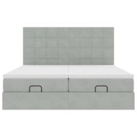 Ottoman bed met matrassen 180x200cm fluweel lichtgrijs - thumbnail