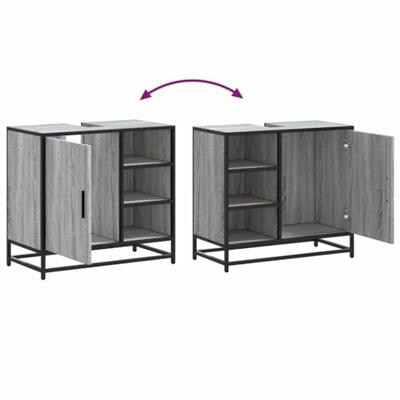 Wastafelkast 65x33x60 cm bewerkt hout grijs sonoma eikenkleurig Wastafelkast 65x33x60 cm bewerkt hout grijs sonoma eikenkleurig