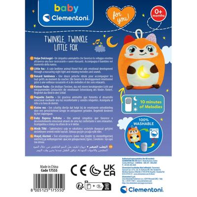 Clementoni baby twinkle winkle kleine vos knuffel nachtlamp