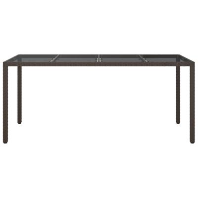 Tuintafel 190x90x75 cm gehard glas en poly rattan bruin