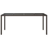 Tuintafel 190x90x75 cm gehard glas en poly rattan bruin - thumbnail