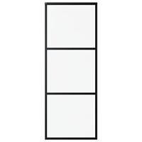 VidaXL Schuifdeur 3-panelen 76x205 cm esg-glas en aluminium zwart - thumbnail