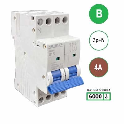 SEP krachtstroom installatieautomaat 4A INS36-3NB04 inst. 3p+n B4 6kA (36mm) 3101643004