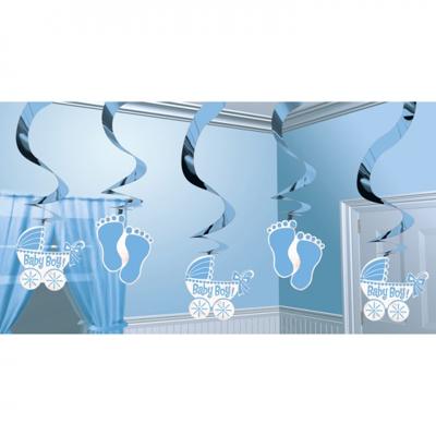Amscan Spiraal hanger baby boy folie 61 cm set van 5 | 24 stuks