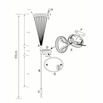 GALIX G4435 decoratie op zonne-energie - Boeketvorm - 8 LED - H69cm