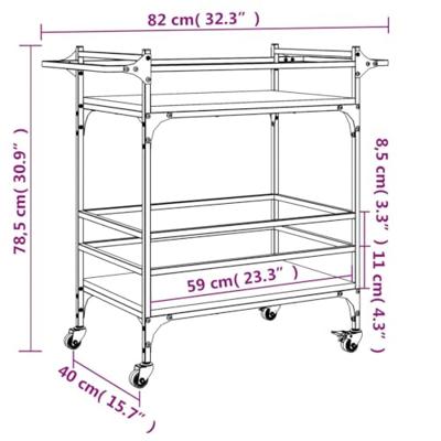 Keukentrolley 82x40x78,5 cm bewerkt hout grijs sonoma eiken