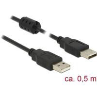 Delock 84888 USB-kabel USB 2.0 USB-A stekker, USB-A stekker 0.50 m Zwart Met Ferrietkern - thumbnail