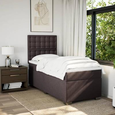 Boxspring met matras stof donkerbruin 140x200 cm - thumbnail