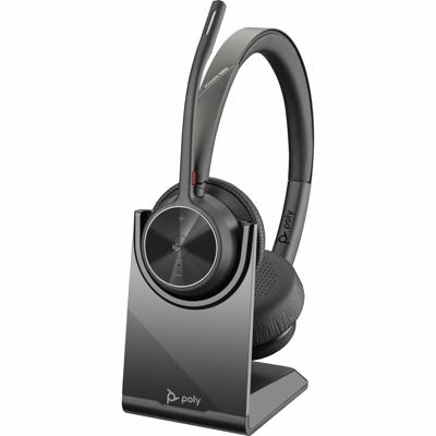 HP Poly Voyager 4320-M +BT700 Dongle On Ear headset Bluetooth Stereo Zwart Noise Cancelling Volumeregeling, Microfoon uitschakelbaar (mute) Computer