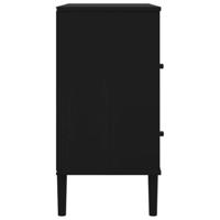 Dressoir SENJA rattan-look 80x40x80 cm massief grenenhout zwart - thumbnail