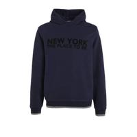 s.Oliver hoodie met tekst donkerblauw/zwart - thumbnail