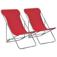VidaXL Opklapbare stoelen, 2 stuks, staal en oxford-stof, rood - thumbnail