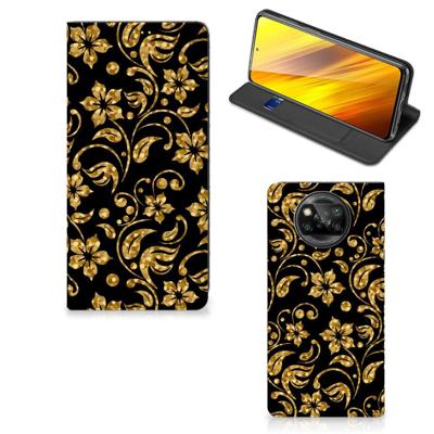 Xiaomi Poco X3 Pro | Poco X3 Smart Cover Gouden Bloemen Xiaomi Poco X3 Pro | Poco X3 Smart Cover Gouden Bloemen