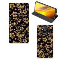 Xiaomi Poco X3 Pro | Poco X3 Smart Cover Gouden Bloemen - thumbnail