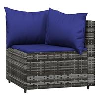 3-delige Loungeset met kussens poly rattan grijs - thumbnail