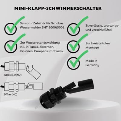 Schabus 200949 Mini-vlotterschakelaar Vullen, Legen 2.50 m