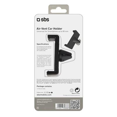 sbs mobile Telefoonhouder voor in de auto 360° draaibaar 55 - 80 mm Bevestigingswijze (auto): Ventilatierooster