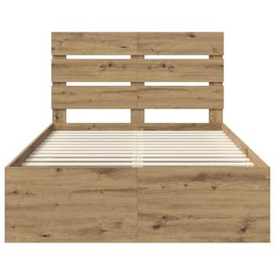 Bedframe Ambachtelijk eiken 135 x 190 cm Massief grenenhout