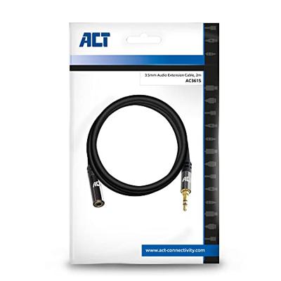 ACT AC3615 High Quality Audio Verlengkabel | 3,5 mm Stereo | Jack male - female | 2 meter
