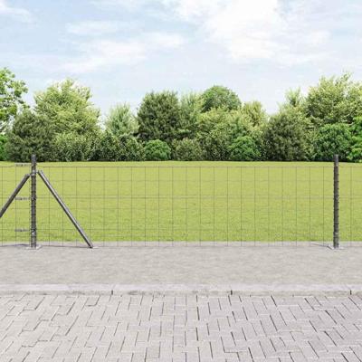 VidaXL Hek met paal grijs 0,6 x 10 m staal en pvc