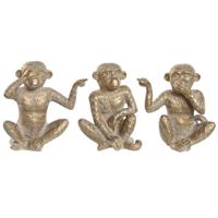Decoratieve figuren Home ESPRIT Gouden Aap Tropisch 14 x 10 x 14 cm (3 Stuks) - thumbnail