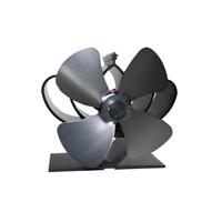 YL201 4-Blade hoge temperatuur metalen warmte aangedreven open haard kachel fan (grijs) - thumbnail