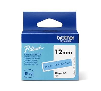 Brother BTAG-L33 labelprinter-tape Blauw op lichtblauw Brother BTAG-L33 labelprinter-tape Blauw op lichtblauw