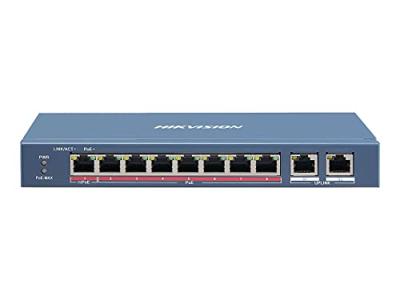 Hikvision Digital Technology DS-3E0310HP-E netwerkswitch (Fast Ethernet (10/100), Ethernet-verbinding, ondersteunt de stroomvoorziening via deze poort (PoE) blauw
