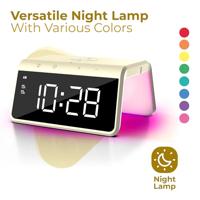 Digitale Wekker - Draadloze Oplader Voor Telefoon - Wake Up Light - Geel (HCG019QI-YE) - thumbnail