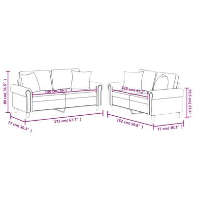 2-delige Loungeset met kussens kunstleer wijnrood