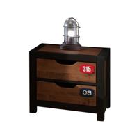 Vipack nachtkastje Alex - 2 lades - bruin/zwart - Leen Bakker - thumbnail