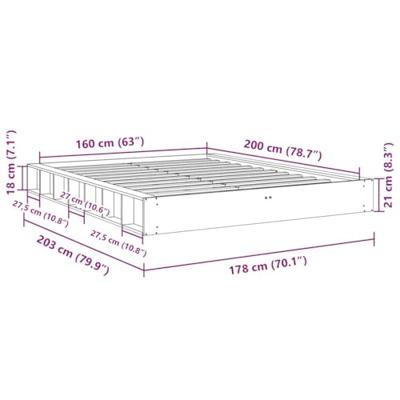 Bedframe zonder matras 160x200 cm massief hout eiken
