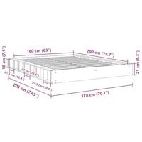 Bedframe zonder matras 160x200 cm massief hout eiken - thumbnail