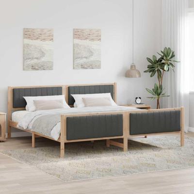 Bedframe Bruin en donkergrijs 200 x 200 cm Massief grenenhout