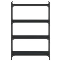 Boekenkast 4-laags 80x30x120 cm bewerkt hout zwart - thumbnail