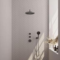 Brauer Gunmetal Edition Thermostatische Regendoucheset Inbouw - Hoofddouche 30 cm - Gebogen Wandarm - Handdouche 3 Standen - Doucheslang - Wandaansluitbocht - Gunmetal - thumbnail