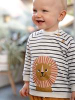 Gestreept sweatshirt van molton baby leiblauw - thumbnail