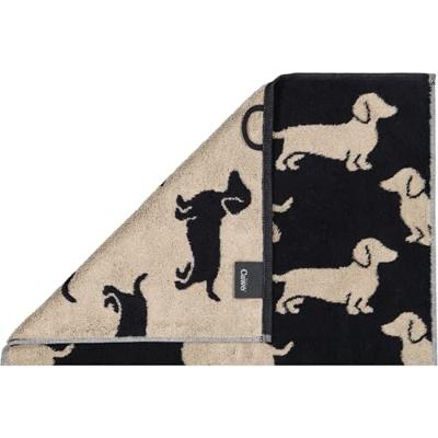 Cawö Cawo We love Dogs gemustert 6246 Badlaken 80x150 schwarz/beige