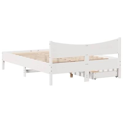 Bedframe met lades massief grenenhout wit 120x200 cm