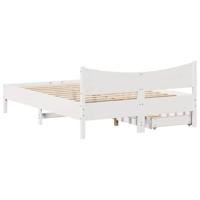 Bedframe met lades massief grenenhout wit 120x200 cm - thumbnail