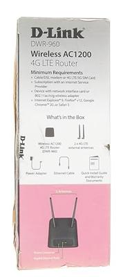 D-Link DWR-960 LTE Cat7 Wi-Fi AC1200 Router, Cat7 Mobile Wi-Fi Router, 4G/3G, Multi WAN, Gigabit Ports, Wi-Fi AC1200, SIM Vrij, Fail-Safe Internet, Dual Firewall
