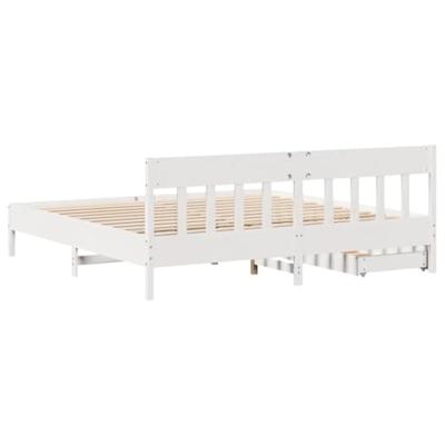 Bedframe zonder matras massief grenenhout wit 200x200 cm