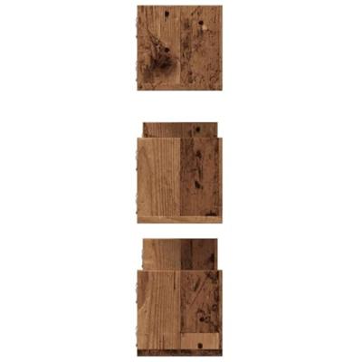 Wandschappen 3 st 58x18x18 cm bewerkt hout oud houtkleurig